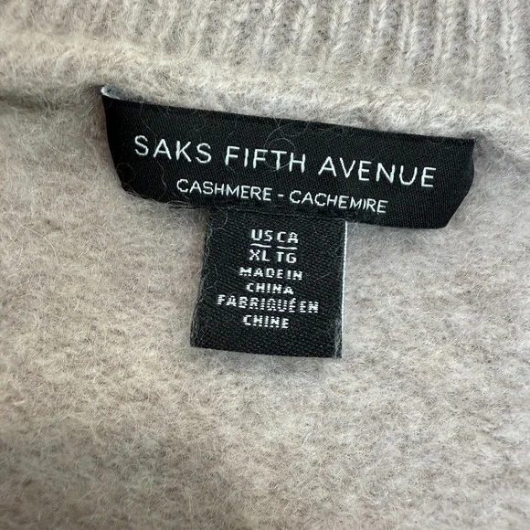 Saks Fifth Avenue cashmere Taupe Half-Zip Sweater - Picture 5 of 11